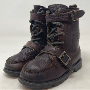 Polo Ralph Lauren Boys Toddler Brown Leather Zip Boots Approx Size 9 NO SIZE TAG